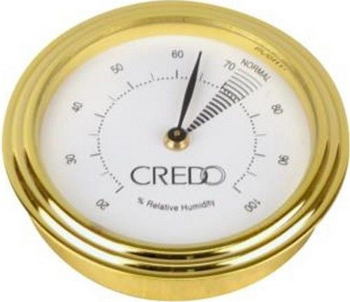 mycigarorder.com uk Credo Analogue Cigar Hygrometer - Round - Gold Colour Finish