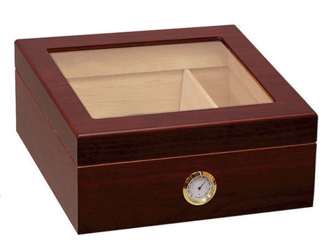 Prestige Chalet Glass Top Cigar Humidor - Cherry - 50 Cigar Capacity