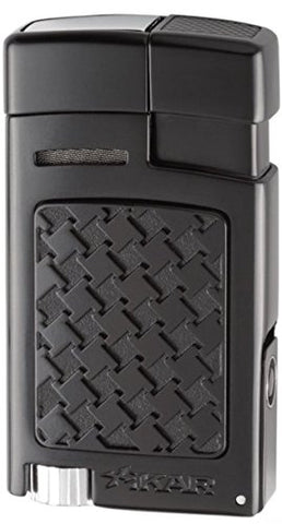 mycigarorder.com UK XIKAR Forte - Single Soft Flame Cigar Lighter - Black Houndstooth - 524BKH