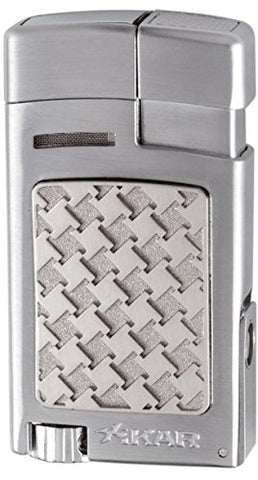 mycigarorder.com UK XIKAR Forte - Single Soft Flame Cigar Lighter - Silver Houndstooth - 524SLH