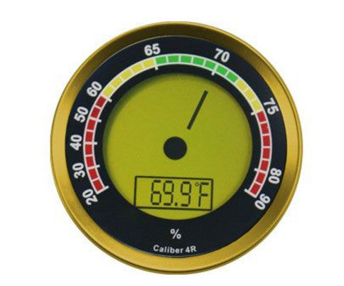 mycigarorder.com Caliber 4R Round Digital Hygrometer & Thermometer - Gold